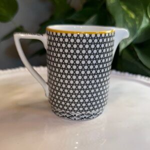 Ted Baker Langdon Portmcirion Black and White Geometric Creamer with Yellow Trim